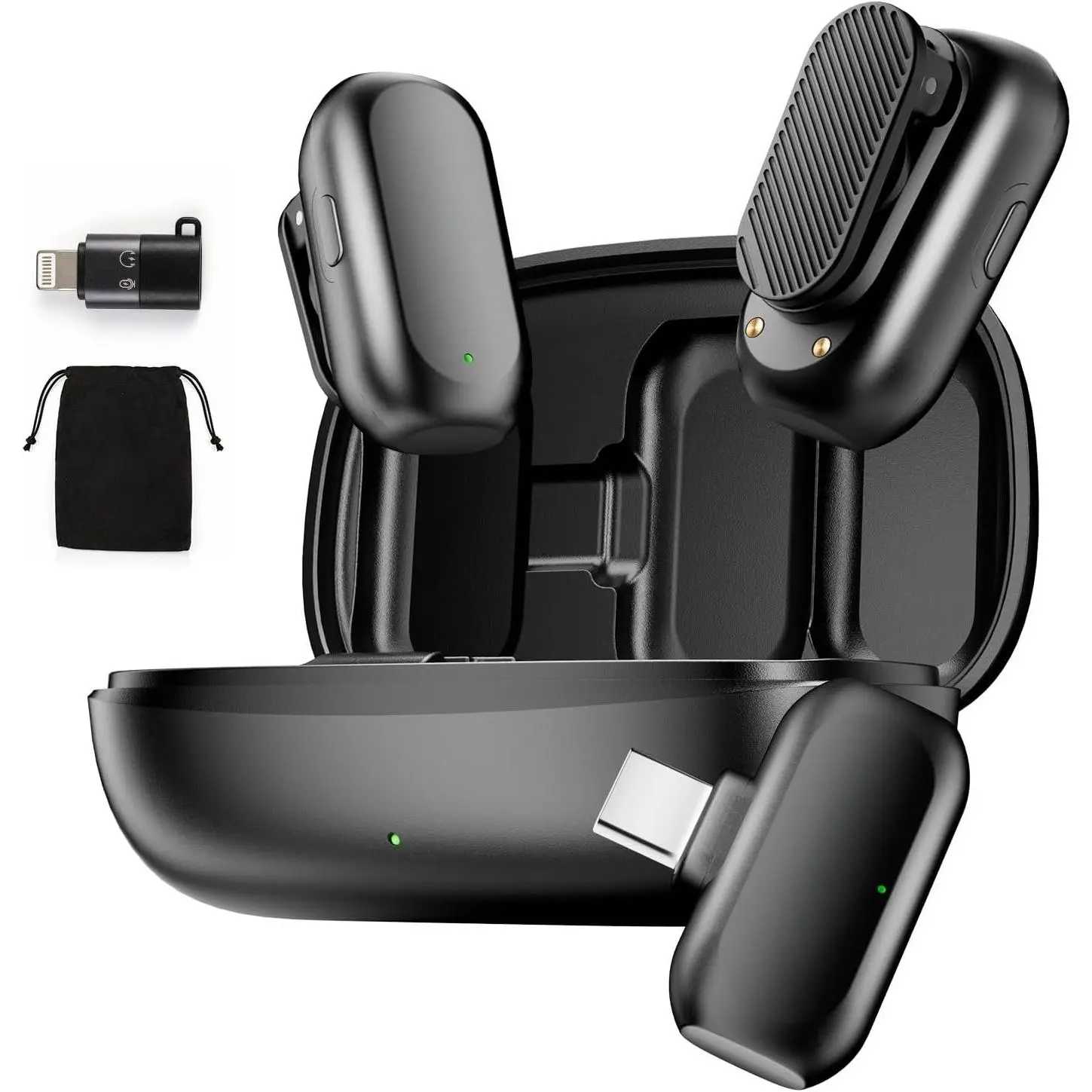 3 in 1 Professional  Lavalier Microphone for /Android/Camera,  Microphones, Mini Microphone,  Clear Sound Quality for Recording, Live Streaming, Clips-Elegant Black