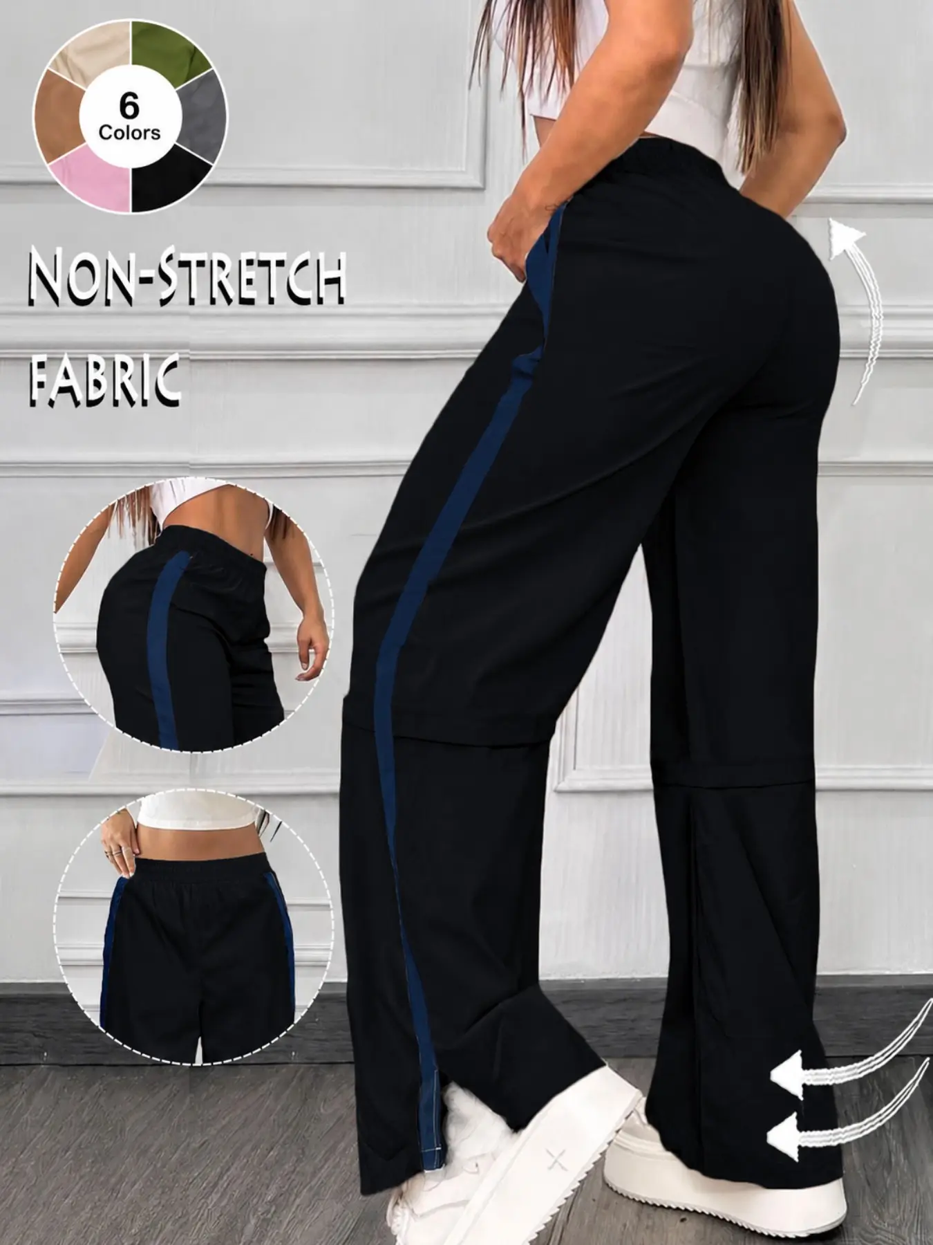 Women's Vintage Patchwork Loose Fit Sports Pants, Casual Street Style Sweatpants, Casual Sportswear Pants, Comfortable and Stylish Long Trousers for Daily Wear, Athleisure Pants