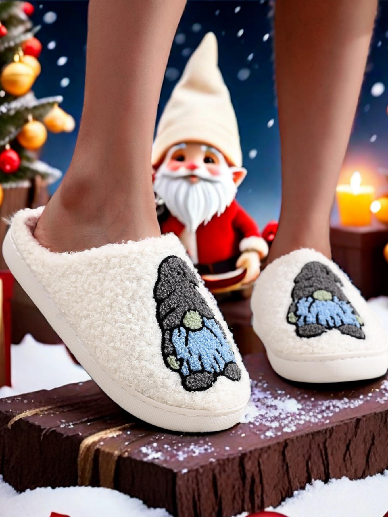 Cute Cartoon Gnome Christmas Pattern Slippers, Casual Soft Comfortable for Women, Fluffy All Seasons House Shoes for Indoor & Outdoor, Fuzzy Warm Slippers Cute Cartoon Gnome Christmas Pattern Slippers, Casual Soft Comfortable for Women, Fluffy All Seasons House Shoes for Indoor & Outdoor, Fuzzy Warm Slippers