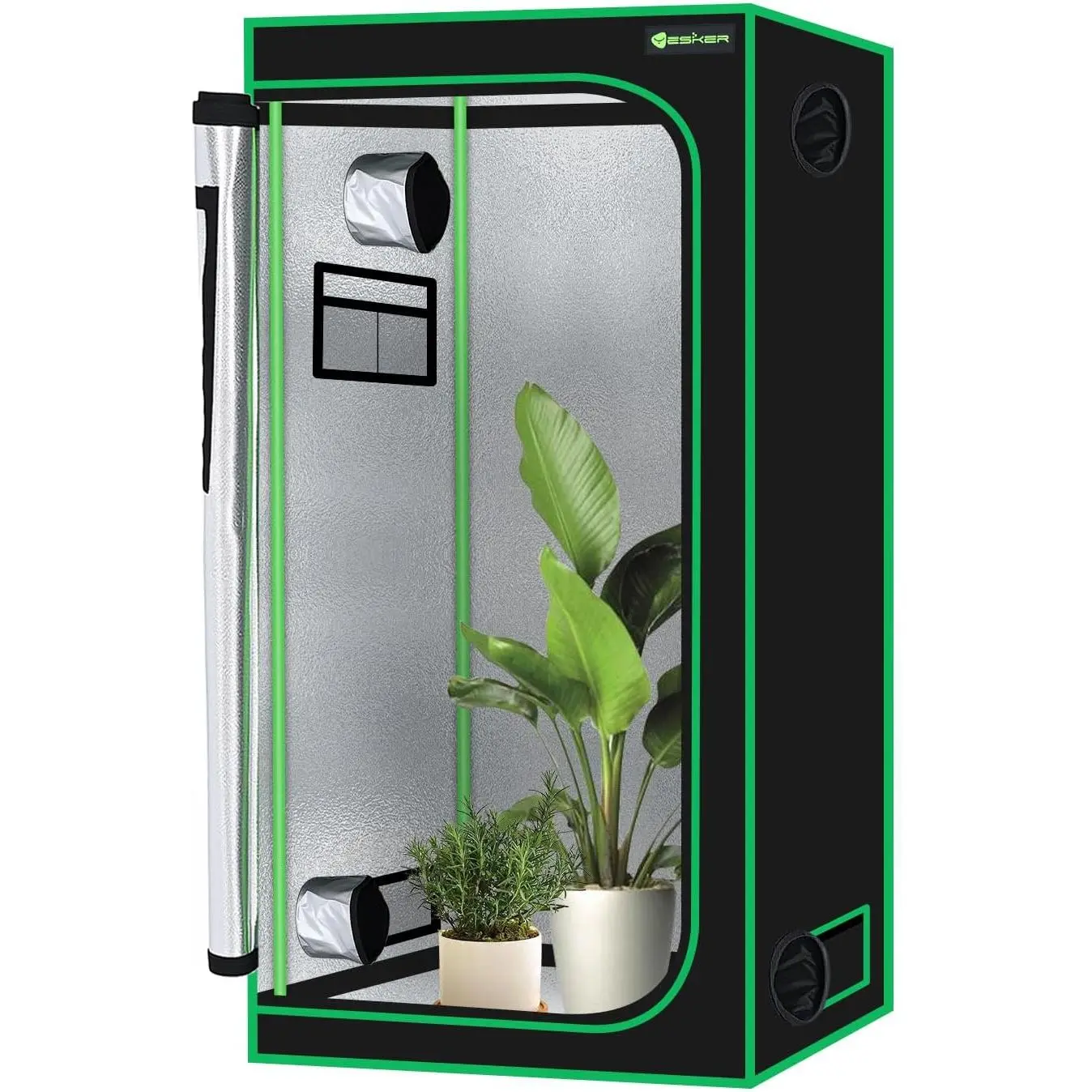 Yesker 3x3 Grow Tent 36 Inchx36 Inchx72 Inch High Reflective Mylar Indoor Growing Tents 600D Oxford Cloth with Observation Window and Removable Floor Tray for Hydroponics Indoor Plants Fruit Flower Veg Growing
