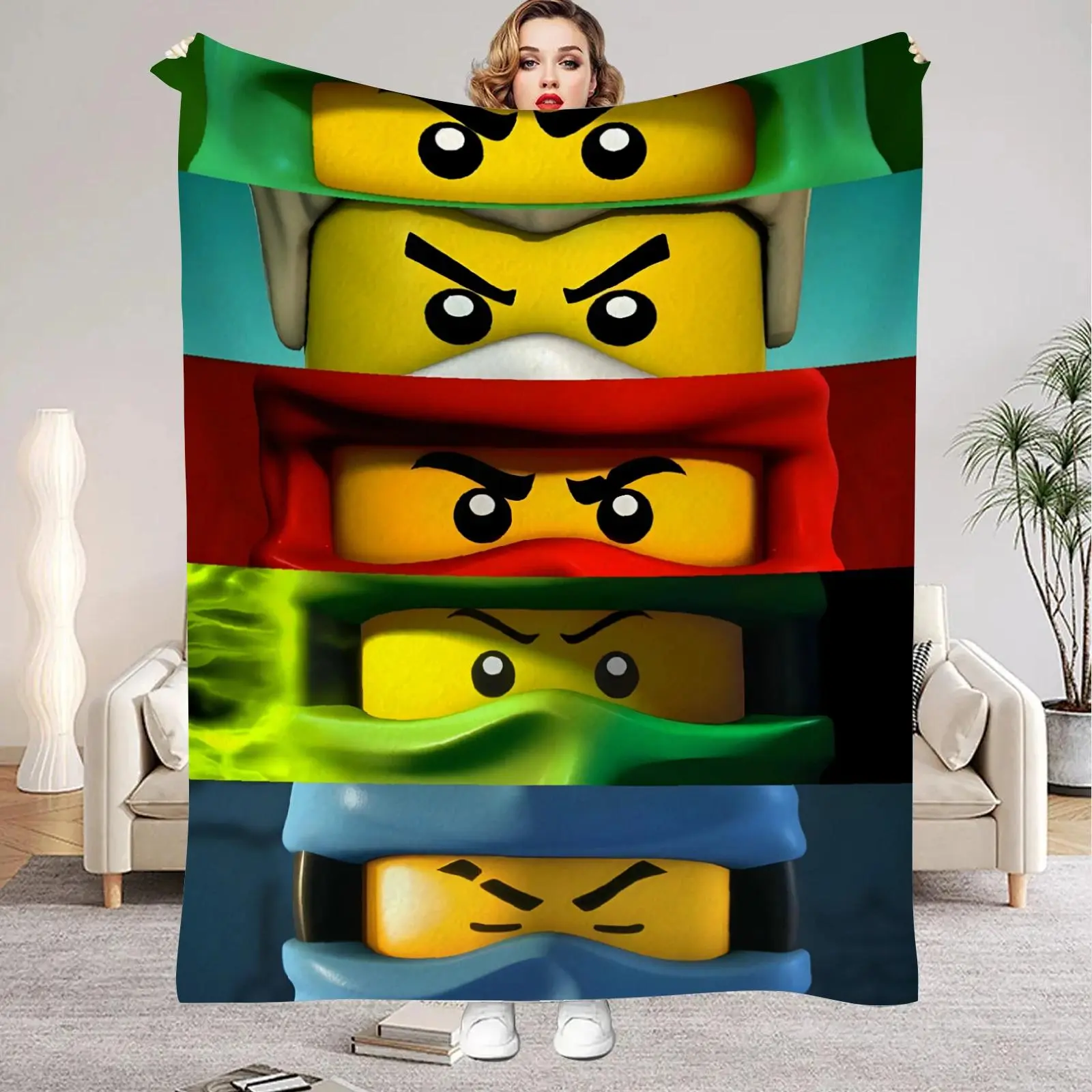 N-Ninjagos Flannel Blanket Soft Cozy Throw for Bedroom, Sofa, Travel and Animation Fans