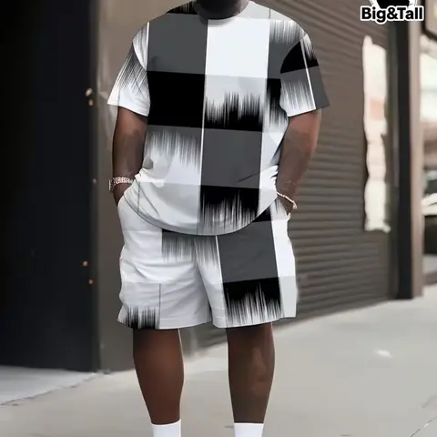Men's Loose-Fitting Short Sleeve T-Shirt & Shorts Outfit Set for All Seasons, Casual Contemporary Style Clothing