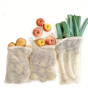 5pcs, Portable Grocery Bag Drawstring Bag, Mesh Bag for Grocery Store, Vegetables And Fruits, Reusable Vegetable Bag, Multifunctional Storage Bag