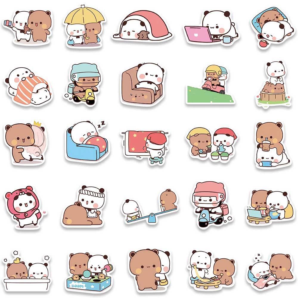 10/30/50pcs Cute Bubu and Dudu Stickers Bear Couple DIY Toy Doodles Decorative Graffiti Decal Phone Bottles Scrapbook Waterproof
