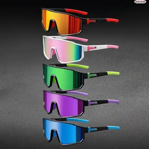 Men's 5-Pack Full Rim Windproof Wrap Active Sunglasses - Polarized PC Lenses, UV400 UV-Protection Lens, Sun Protection, Outdoor Cycling Glasses, All Seasons Eyewear Accessories (5pcs C1)