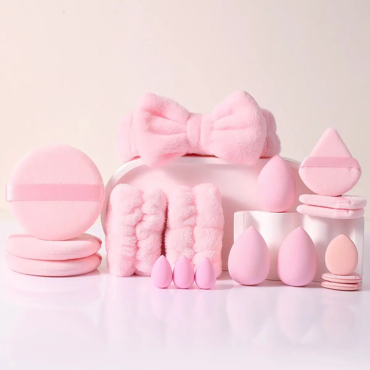 18-Piece Makeup Tool Set, Round & Triangle Fluffy Applicators, Multi-Size Droplet Beauty Eggs, Portable Dry/wet Makeup Kit, Beauty Tools Kit