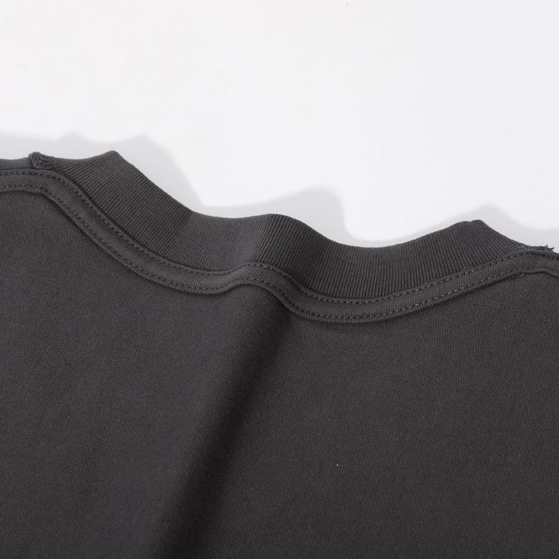 260g Combed Cotton Drop Shoulder T-Shirt For Men, Heavyweight Solid Color Crew Neck Short Sleeve Lightweight Top