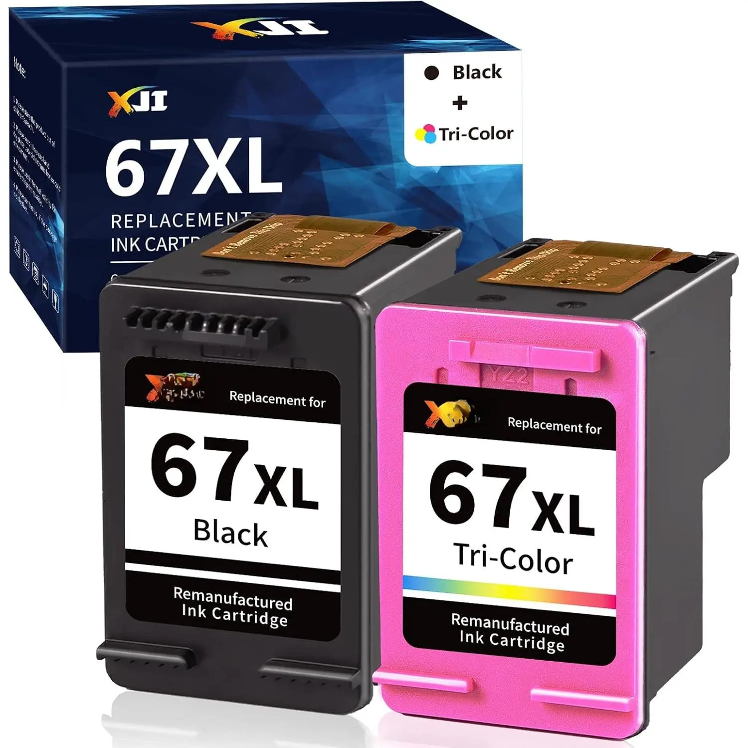 Remanufactured Ink Cartridges  for  67XL 67 XL Black Color Combo Pack, for Deskjet Plus 2700 2700e 2755 2755e 2855e 4100 4100e 4155 4155e 4255e Envy Pro 6000 6055e 6400 6455e Printer
