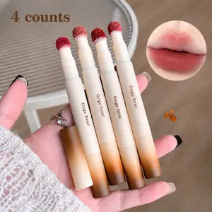 Long-Lasting Matte Lipstick Set of 4, Moisturizing Formula, Velvet Finish, Ideal for Daily Makeup, Women and Teens, Beauty Products