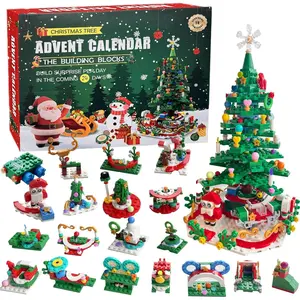 Christmas Tree Advent Calendar Building Set with LED Light, 24 Days of Surprises Christmas Countdown