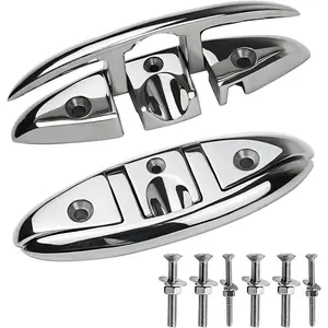 Folding Boat Cleats 5" 6" 316 Stainless Steel Flip up Dock Cleats Marine Grade Rope Cleat for Deck Yacht with Fasteners
