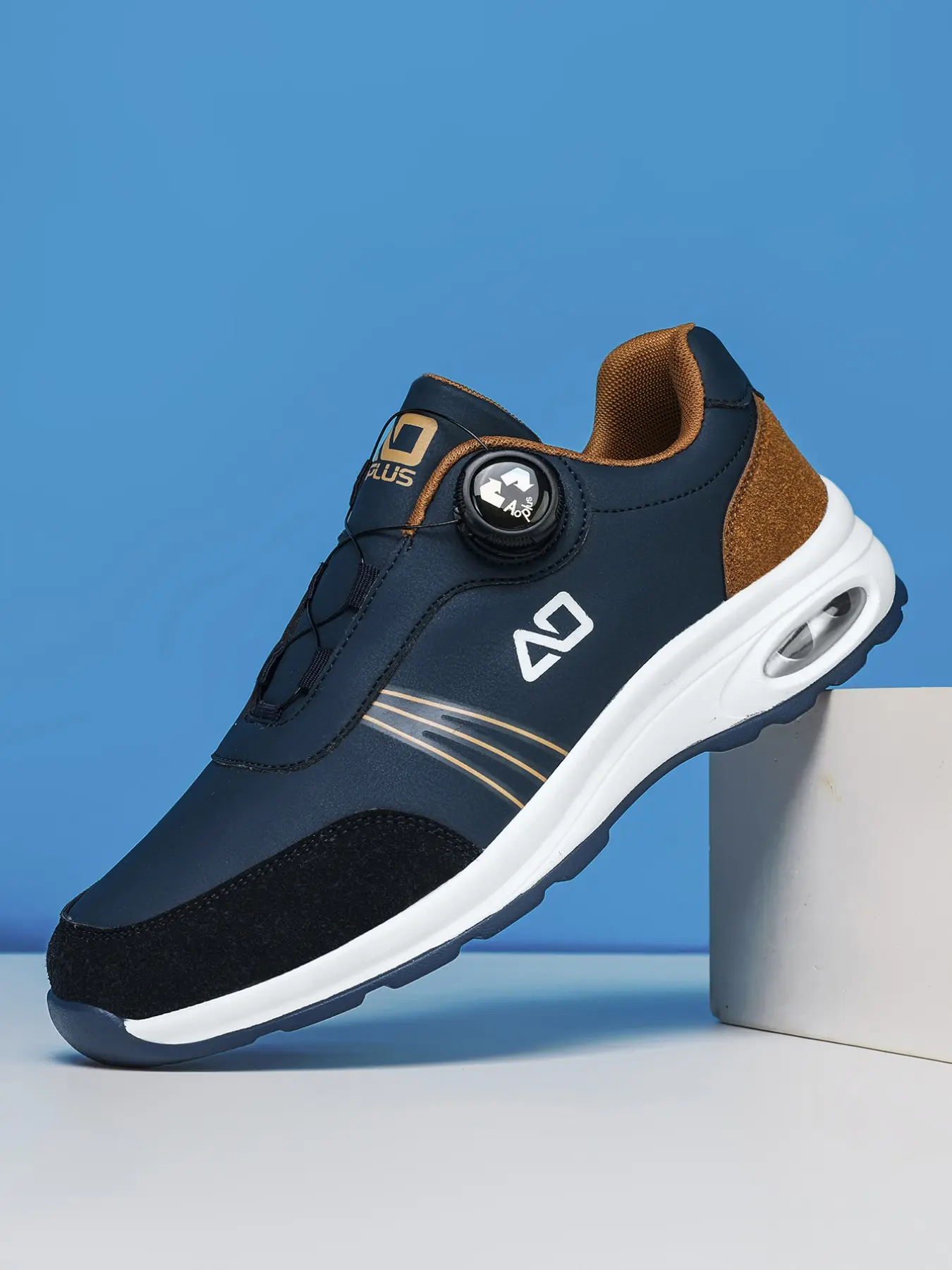 Men's Waterproof Golf Shoes, Rotating Buckle Air Cushion Sneakers, Lightweight Comfortable Athletic Footwear, All-Season Versatile Design