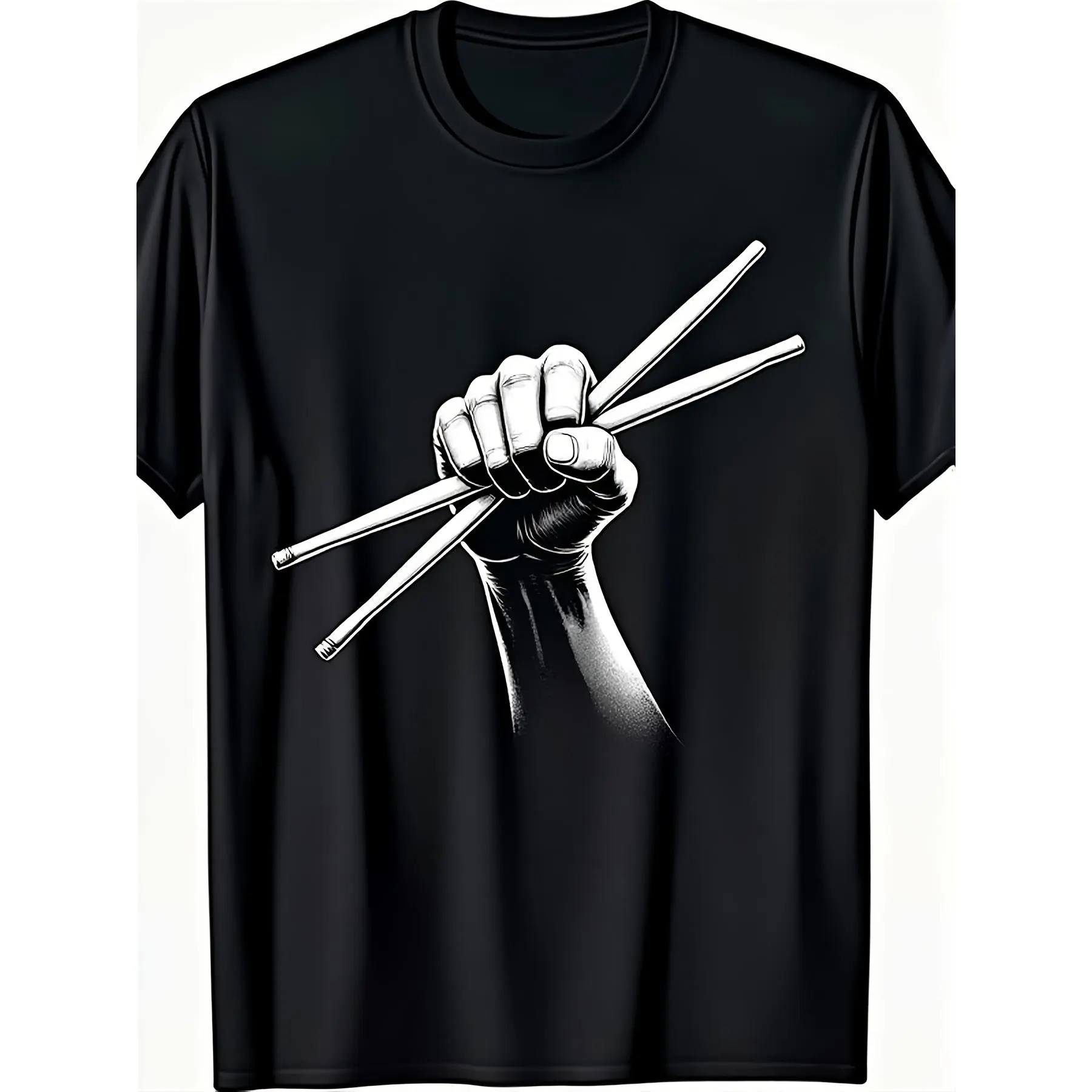 Men's Black Retro Music T-Shirt - "I'm a Drummer" Drum & Drumsticks Graphic, Loose Fit Short Sleeve, Vintage Drummer Apparel, All-Season Comfort, Machine Washable Tee for Drummers & Music Fans