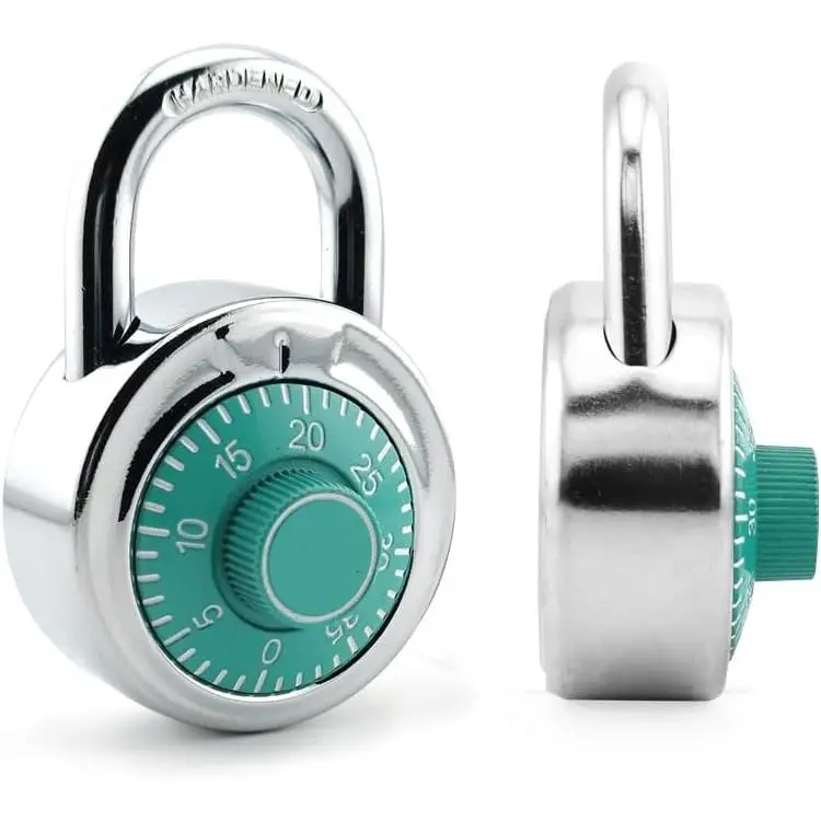 Lock Standard Dial Combination Lock, 2 inches. Wide, with Different Combinations, Green Turnplate, Pack of 1; Lock for School, Employee, Gym  Locker, Case, Toolbox