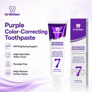 DrWhiten Purple Toothpaste, PAP Color Correcting Toothpaste, Peroxide-Free Mint Grape Flavor, Helps Clean Surface Stains, Fresh Breath Oral Care