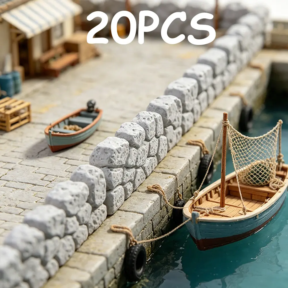 20pcs exquisite miniature stone garden fence, simulated landscape decoration, multifunctional model room accessories, suitable for DIY craft projects and miniature garden decoration