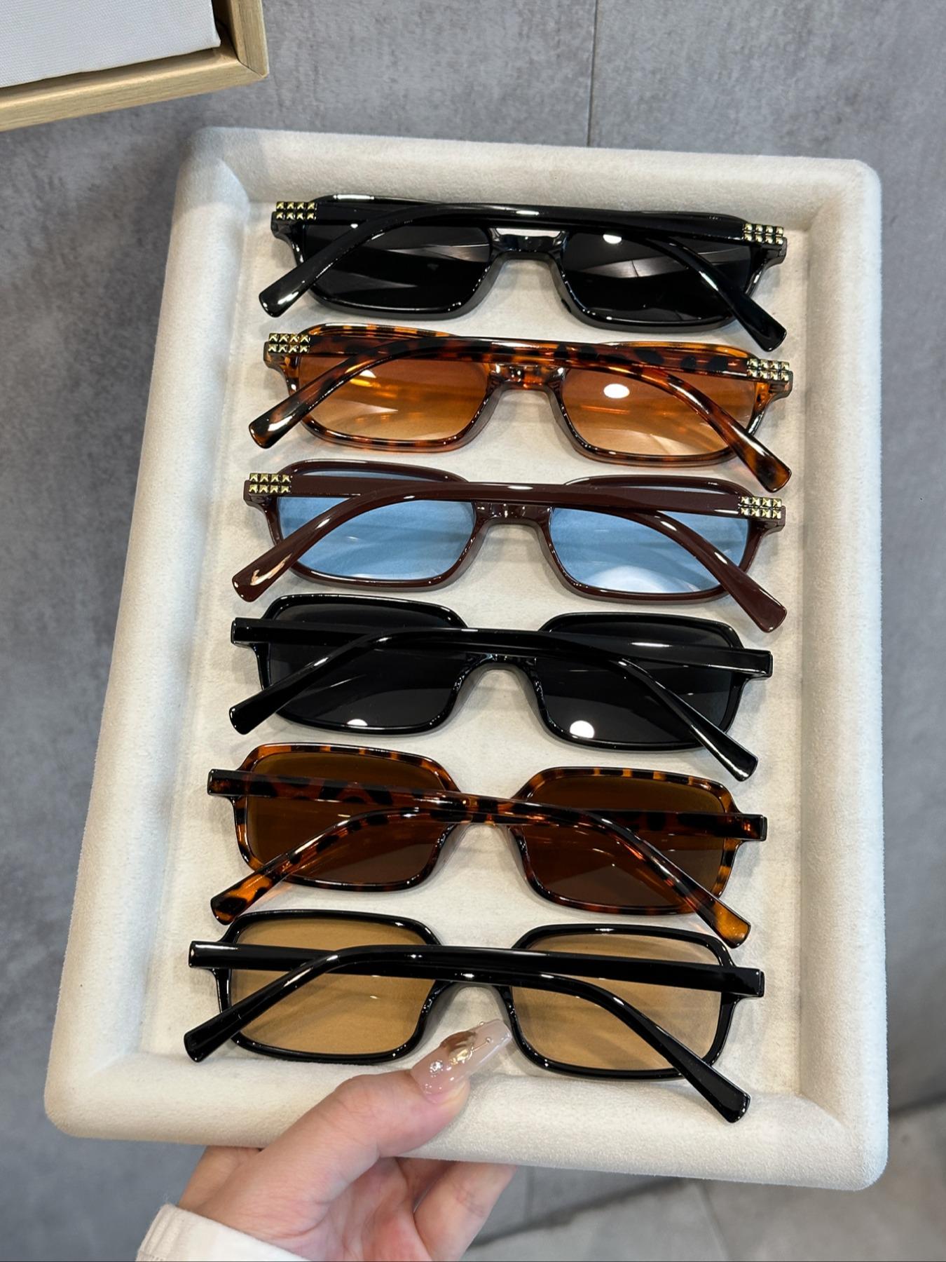 Unisex Fashion Retro Square Sunglasses, Small Frame Design, Suitable for Daily Wear, Pack of 6 Pairs, Stylish Eyewear for Men & Women