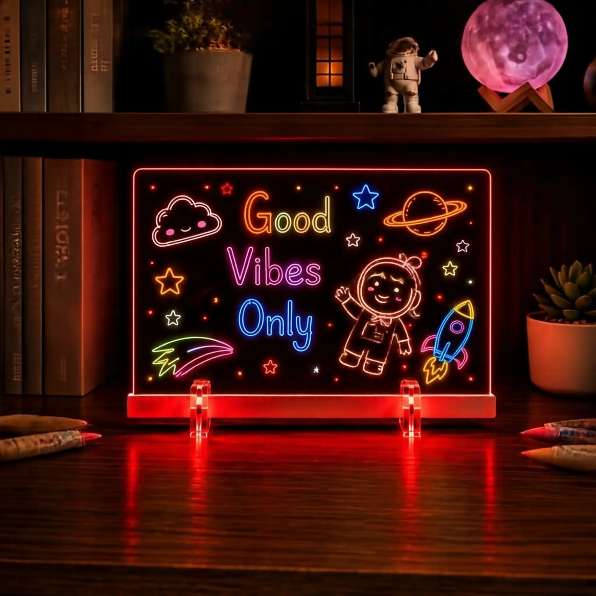 USB Powered RGB Magic Drawing Board Light, Button Control, 7 Colored Pens, Professional Art Use, Birthday, Christmas, Valentine's Day Gift