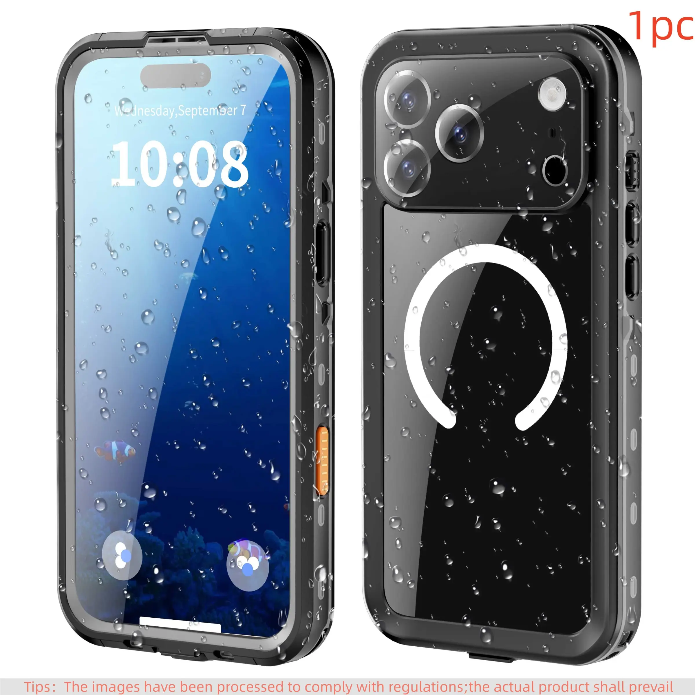 Waterproof phone case for iPhone 18 Pro Max and iPhone 17 Pro Max, featuring a magnetic shockproof cover with screen protector, camera protector, Shockproof polycarbonate protector, supports wireless charging and offers snowproof, dustproof protection