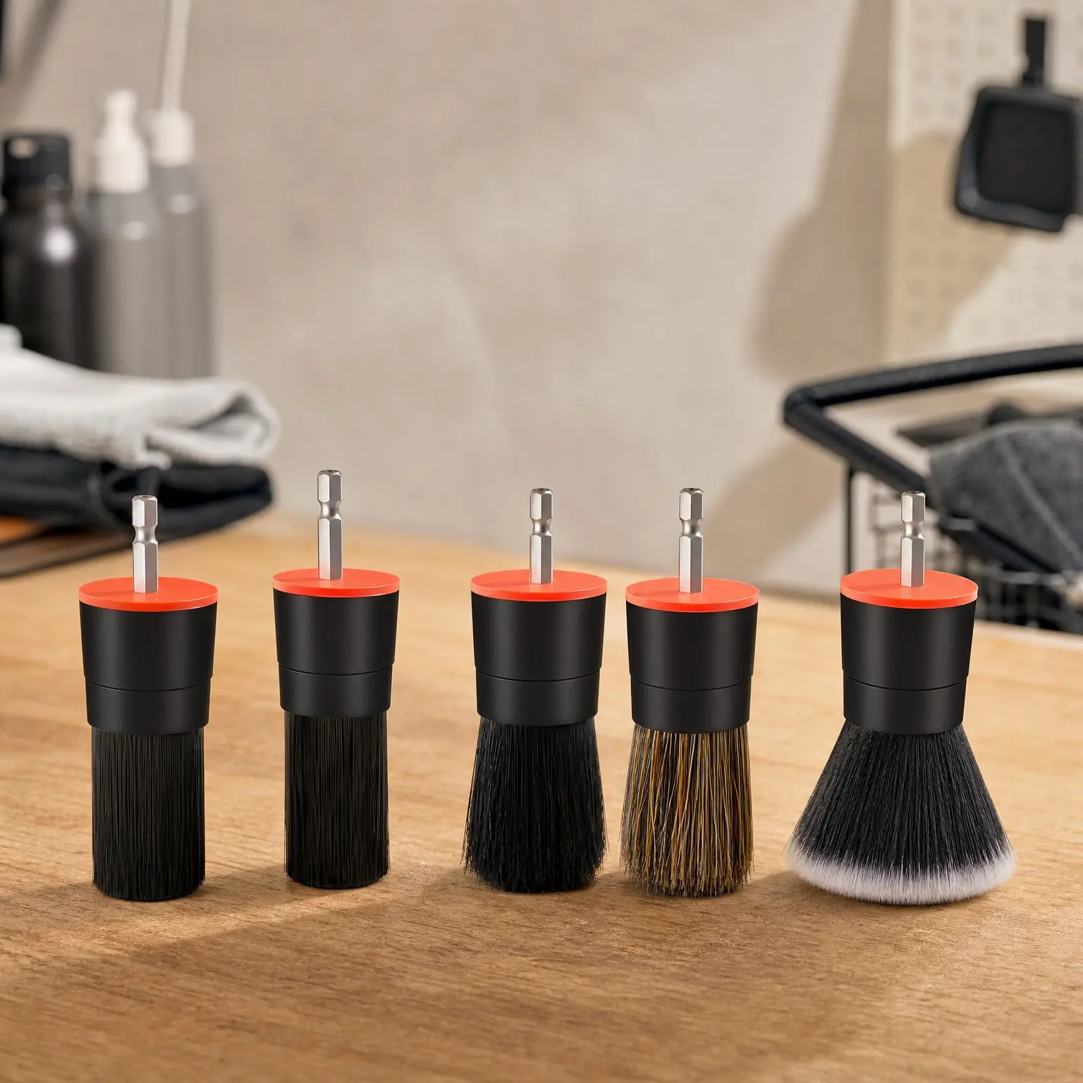 Drill Brush Attachment Set, 5 Pcs Mixed Hair Drill Brush Head for Car Detailing Interior Exterior Cleaning, Replacement Auto Detail Brush Kit Compatible with Electric Drill and Electric DriverGift
