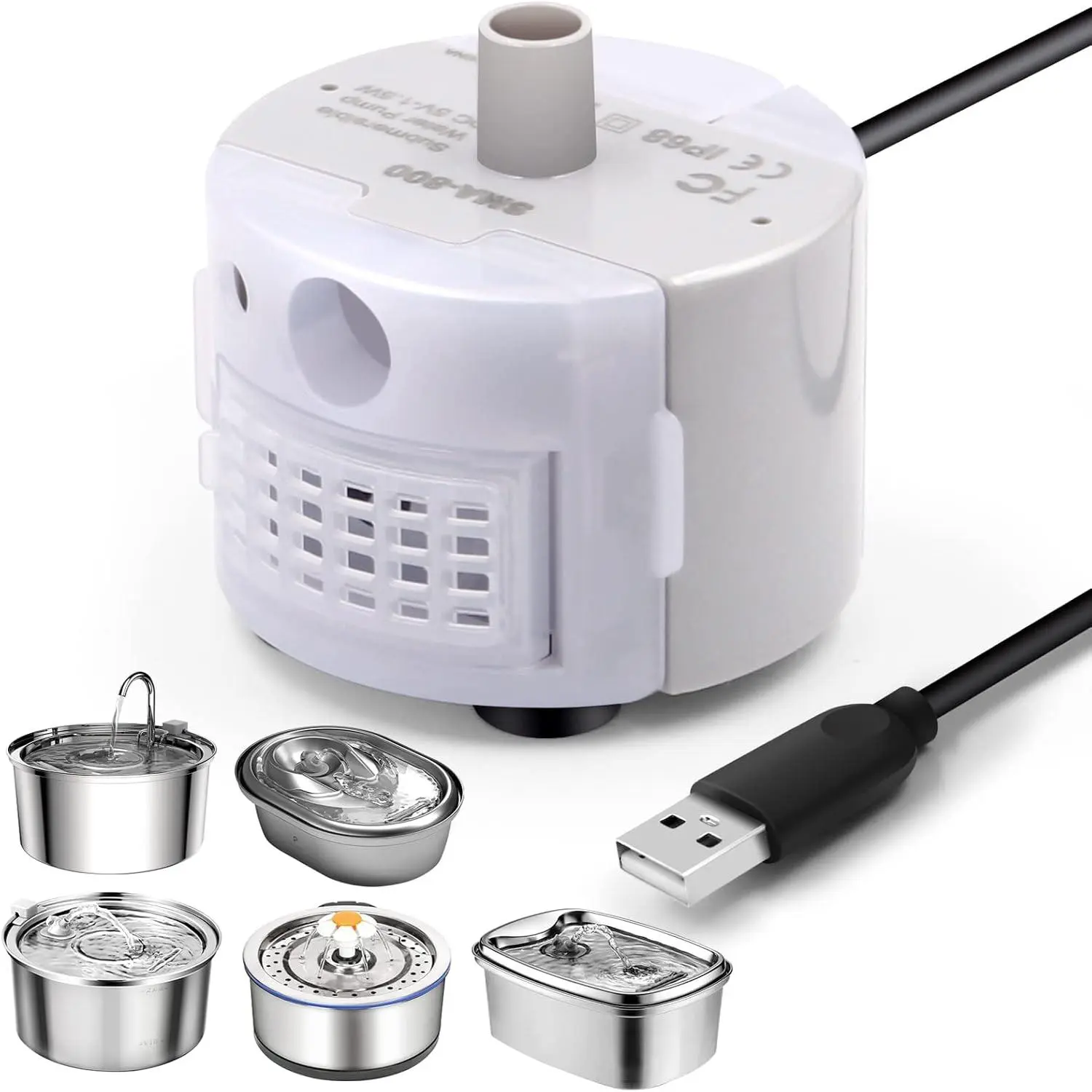 Water Fountain Pump for 3.2L/108oz Stainless Steel  Water Fountain and 67oz/2L Stainless Steel  Fountain,   Fountain Pump, Ultra Quiet  Fountain Pump