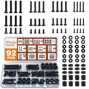 92 count  TV Mounting Hardware Screw Kit Set - M4 M5 M6 M8 Screws, Spacers and Whers for  TV/ VESA Mount, TV Mount  Screws with Box up to 80", Black