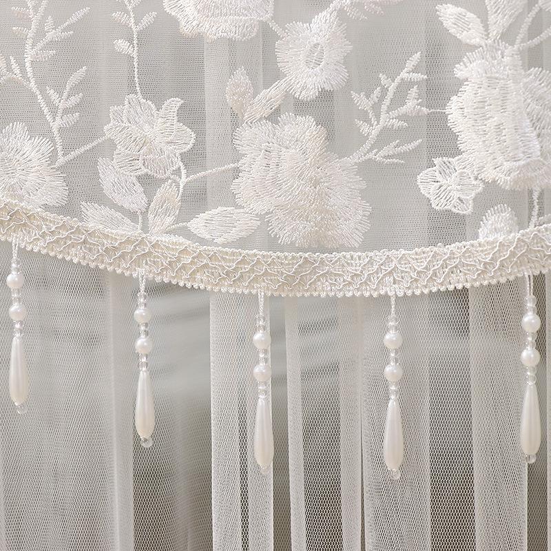 No Drill Sheer Door Curtain, Beaded Embroidery Privacy Curtain, Mosquito Net for Bedroom, Long Partition Curtain for Home Decor