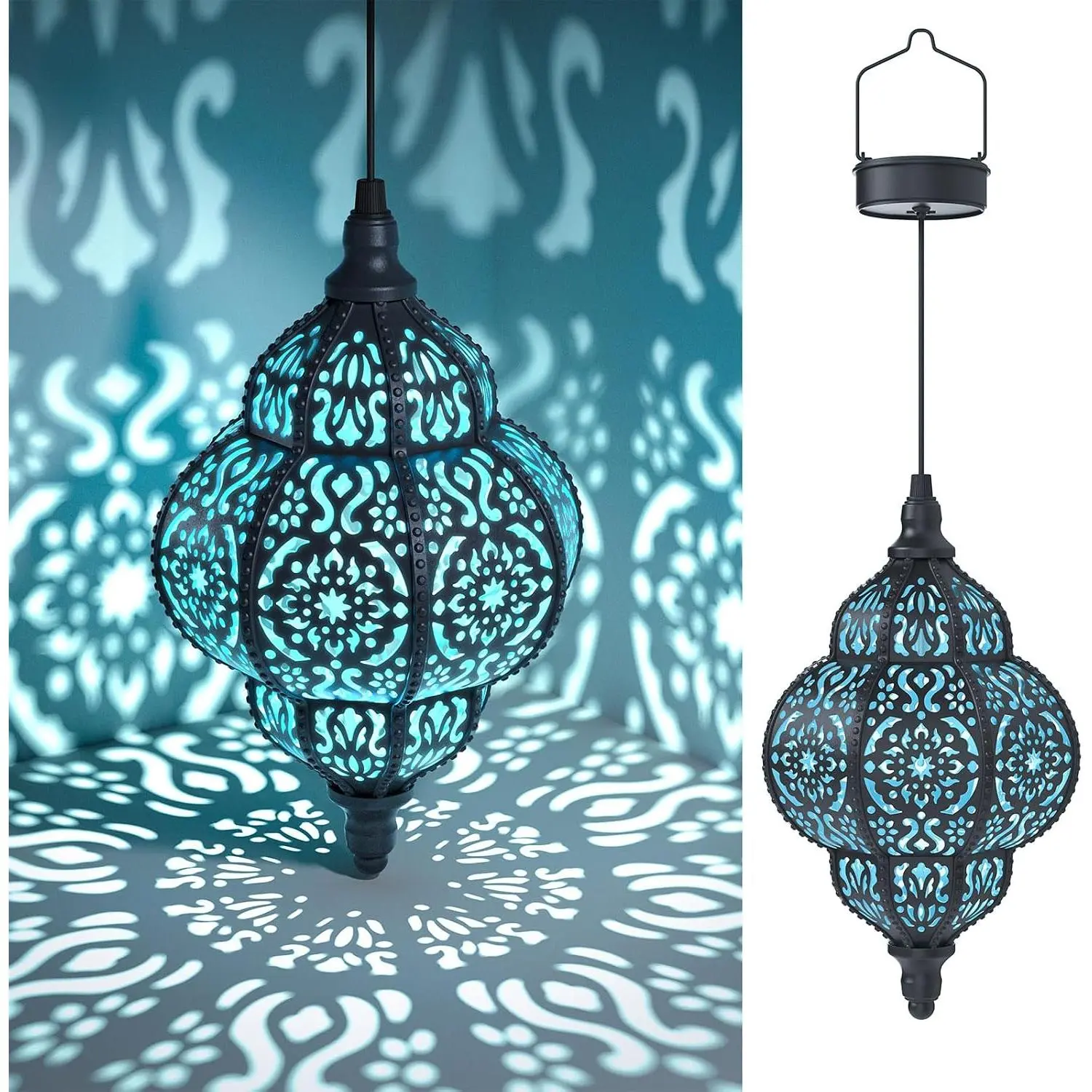 Solar Lights Outdoor Garden Decor Solar Lantern  Plastic Moroccan Outdoor Decorations for Patio Pathway Yard Backyard Garden Decorative (1, Black)