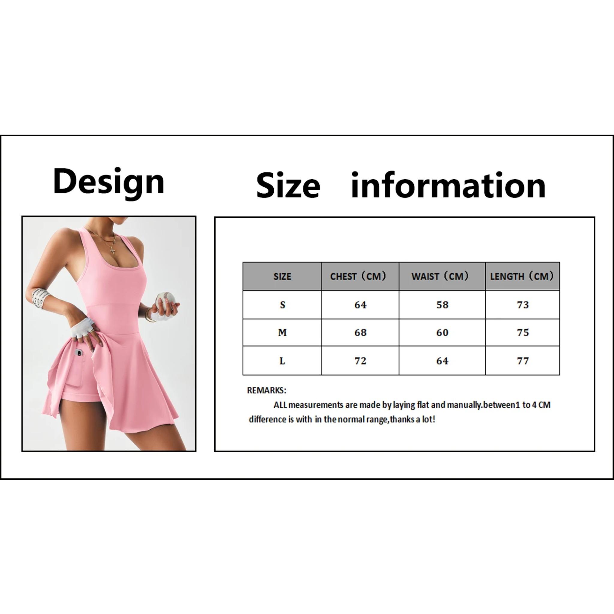 Women's tennis dress one-piece slim fit soft sportswear golf badminton suit with chest cushion sports yoga suit, Women's Seamless Racerback Tennis Dress with Built-in Shorts, Golf Activewear with Pockets