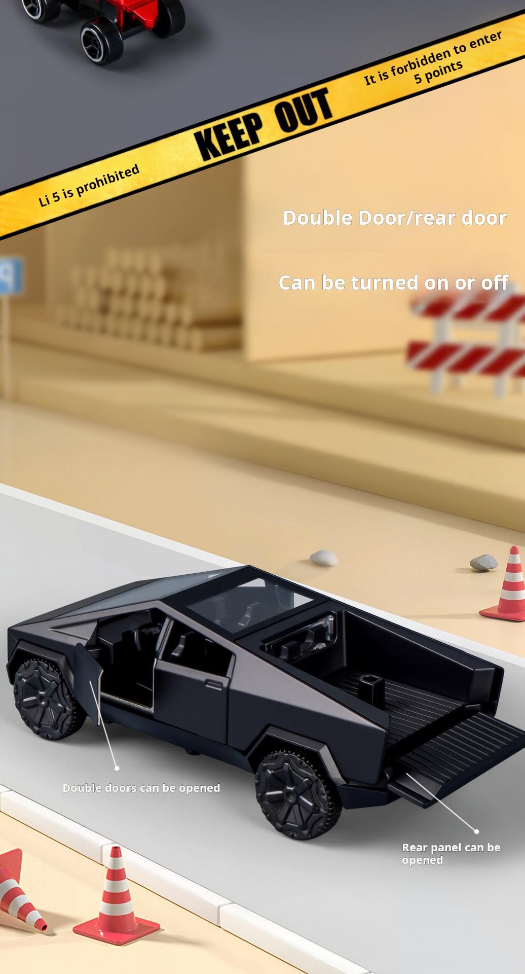 1:36 Cybertruck Toys Off Road Vehicle Die Cast Model Car Beach Motorcycle Hobby Collectible Birthday Gift For Boy