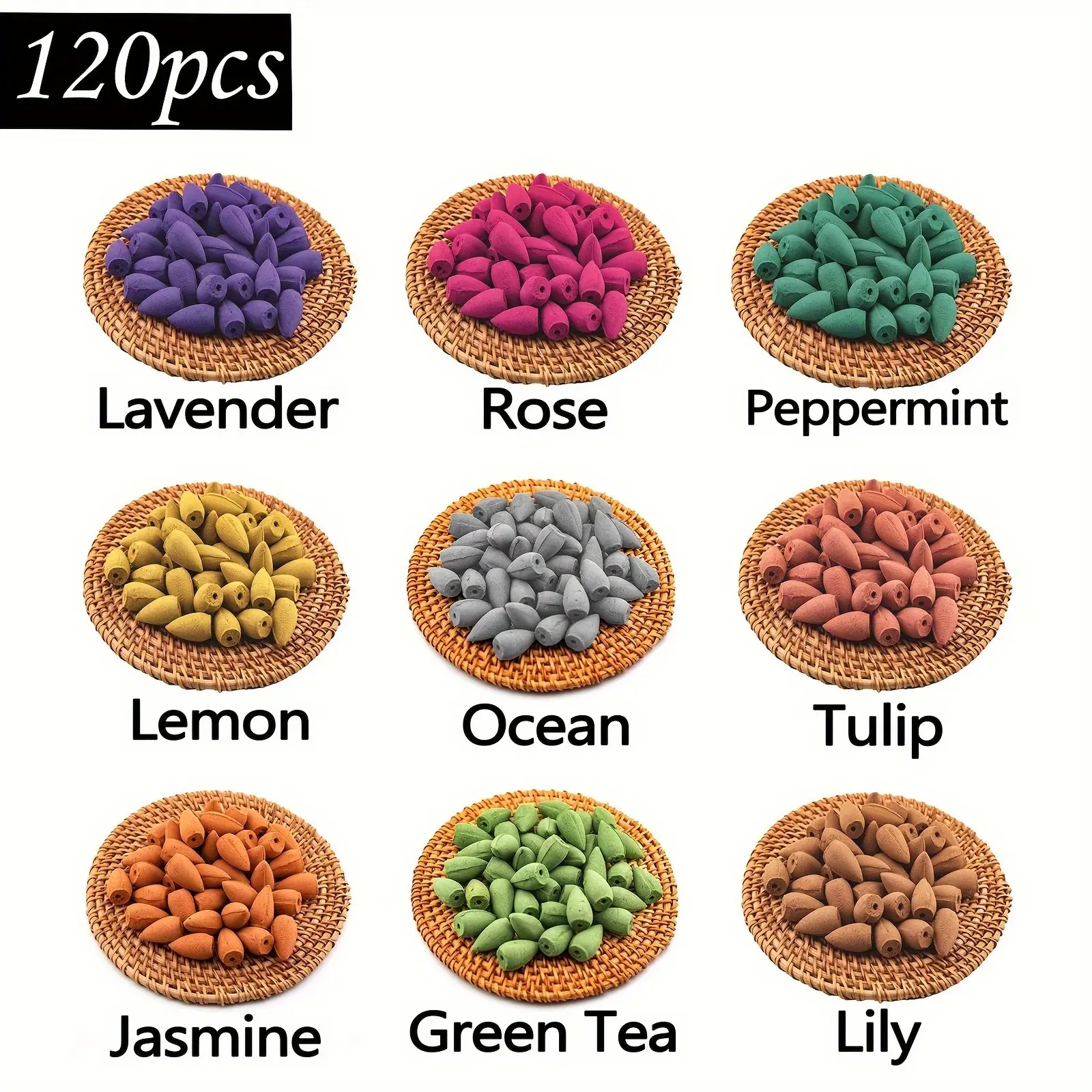 Natural Incense, Aromatic Incense, 10/20/50/100pcs Smoke Cone Reflux Tower Incense, Home Fragrance for Living Room Bedroom, Home Supplies, Scented