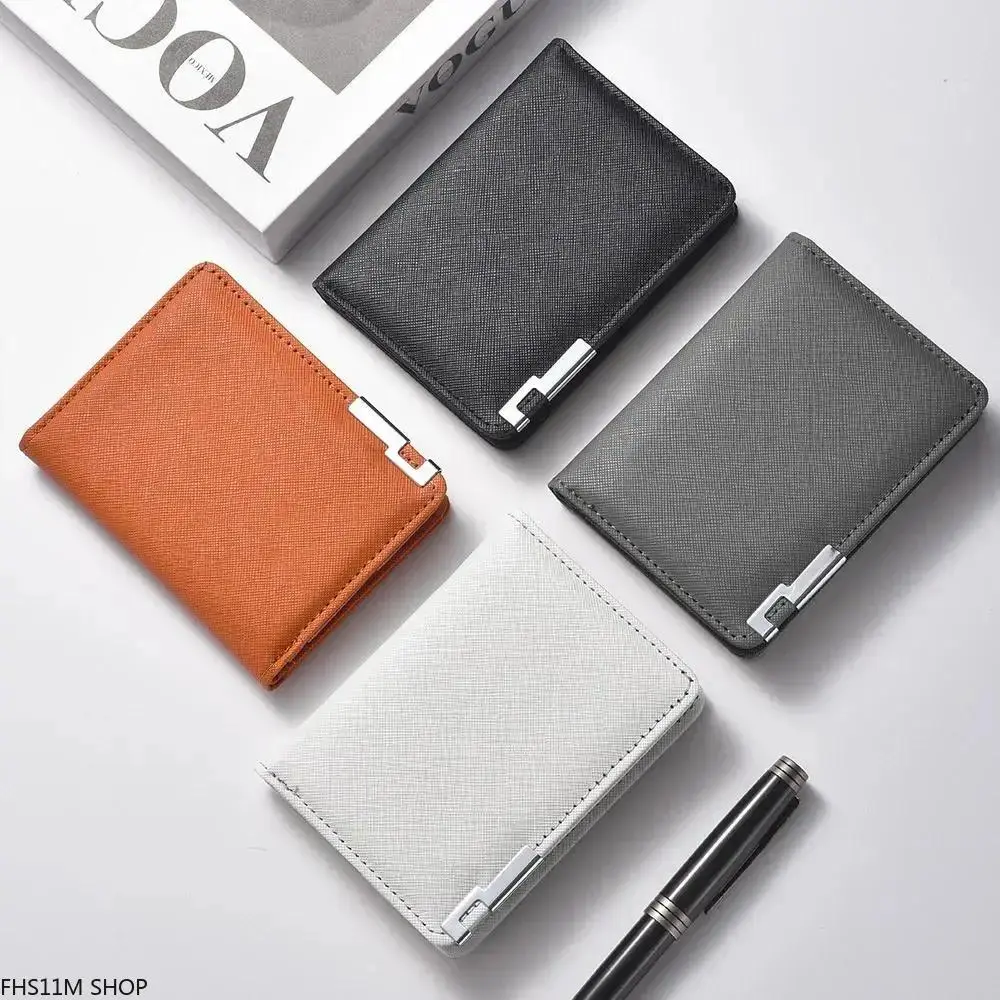 Mens Retro Bifold Wallet in Vegan PU Leather, Slim Compact Card Holder with ID Window for Business and Travel, Mens Wallet, Business Use, Buckle Flap
