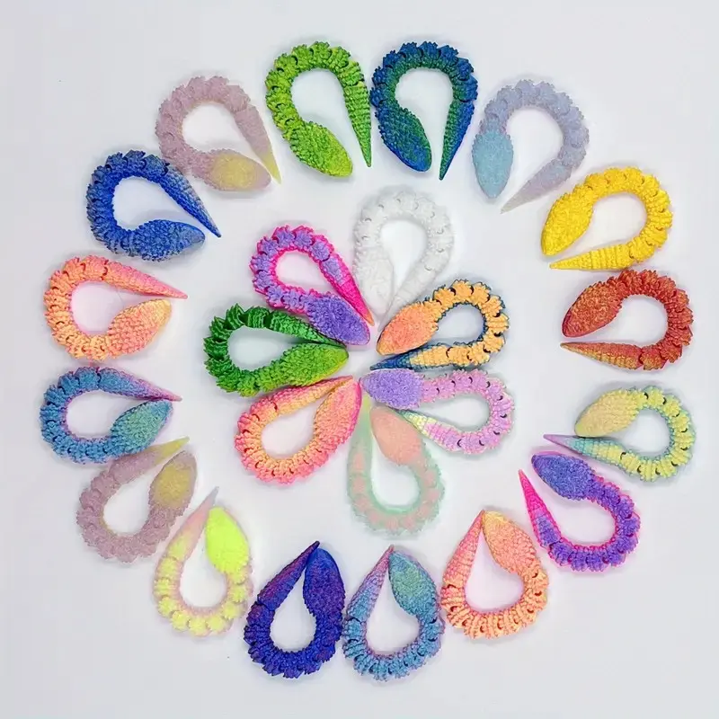 12/24pcs 3D Printed Mini Snake Models, Colorful Eyes, Desktop Decor, Garden Ornament, Halloween Christmas Party Gift