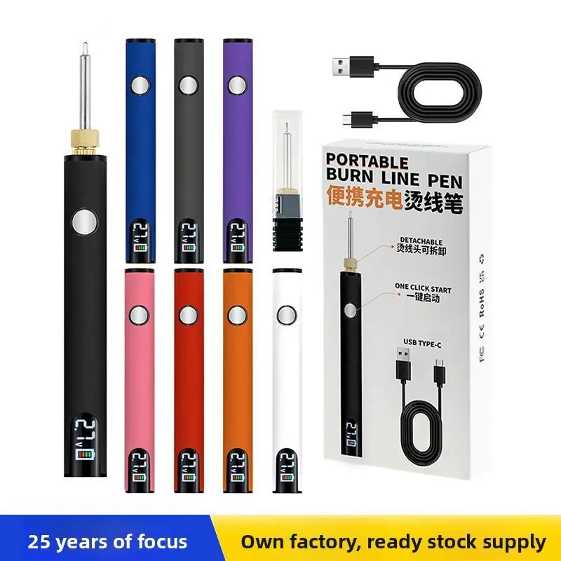 USB Portable Electric Soldering Iron with Digital Display, 3-Speed Adjustable Voltage, Manual Braided Rope - Handheld Soldering Pen for Electronic Repair (Tools & Hardware Hand Tool)