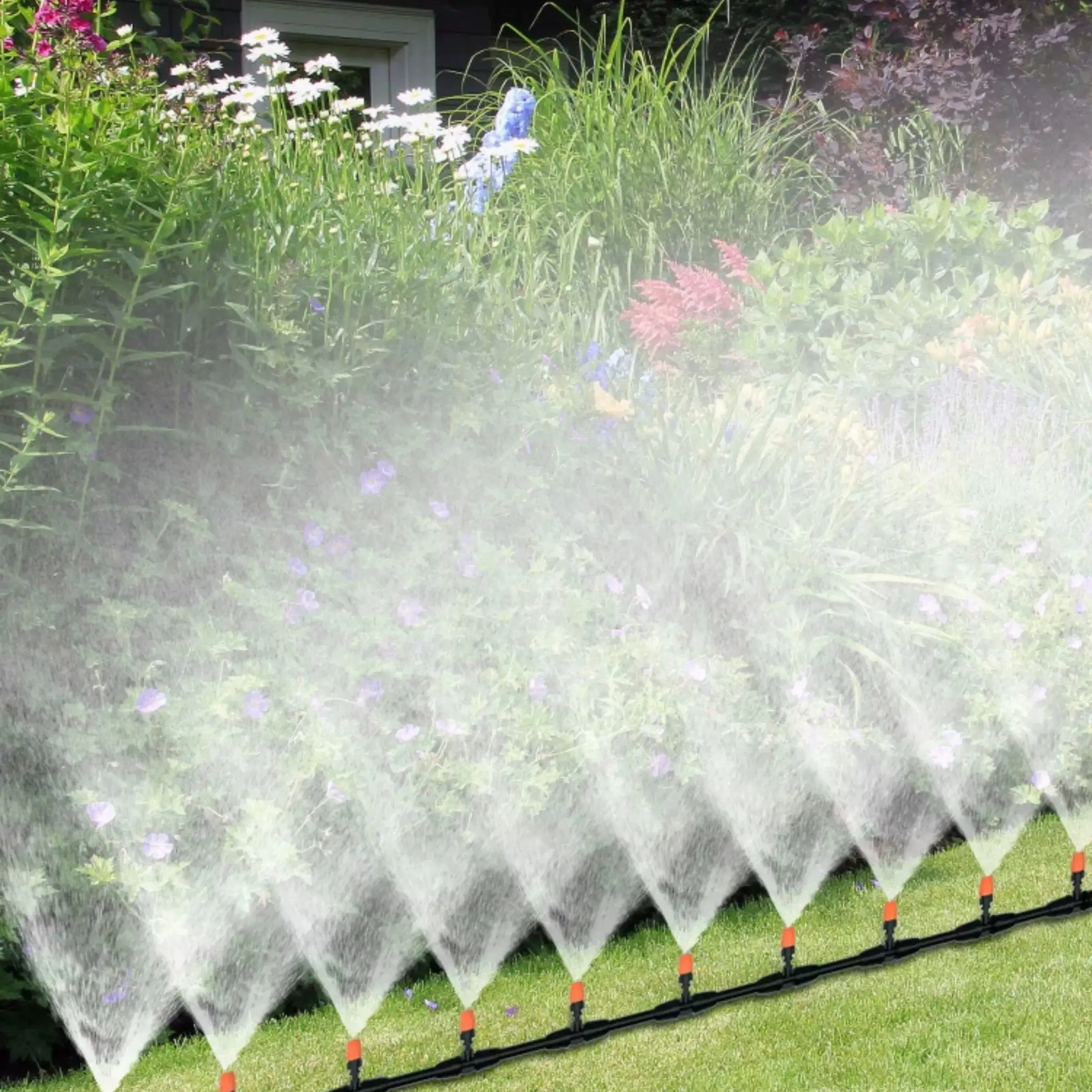 Outdoor Cooling Misting System - Garden Spray Irrigation Kit for Patio, Greenhouse, Trampoline & Plant Watering | Fine Mist Nozzles, Adjustable Flow, Easy Installation | Ideal for Summer Cooling, Humidifying & Garden Care