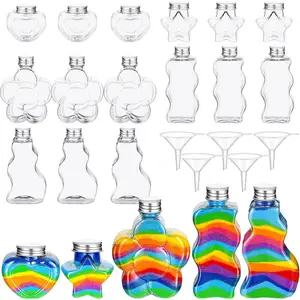 20 Pcs Plastic Sand Art Bottles with 5 Funnels, Sand Art Containers Kit Collection for Kids Party Bulk End of School Year Gift Craft DIY Group Activity(Aluminum Cap)fidget toys