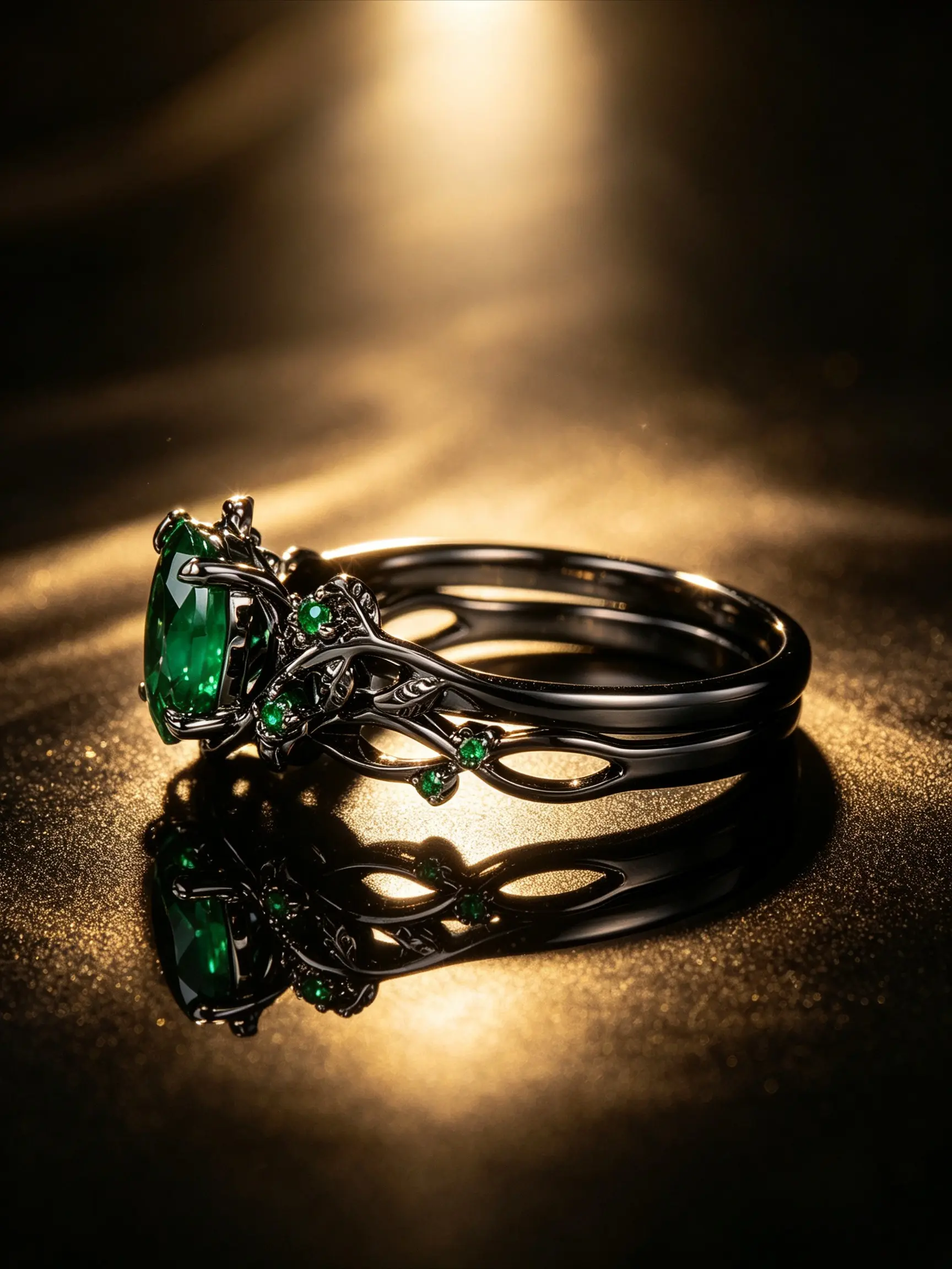 Gunmetal Plated Imitation Gemstone Women's Dark Fairy Engagement Ring Oval Main Stone Twisted Vine Engraved Split Shank Wide Band Vintage Gothic Statement Ornament For Banquet Daily Travel Photoshoot Valentine Birthday Anniversary Holiday Gift For Women