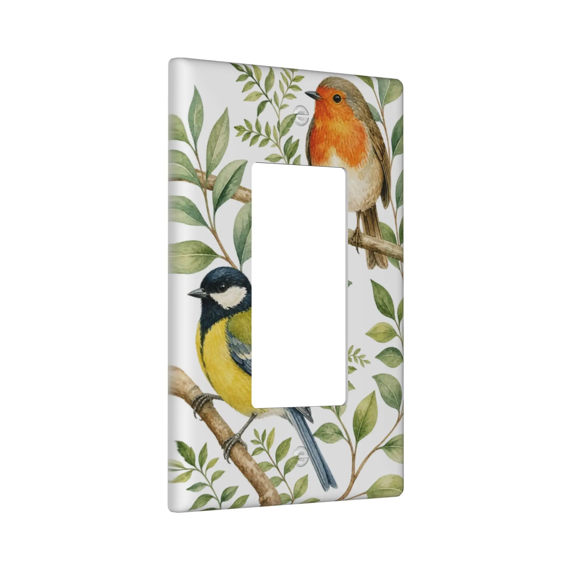 Bird Floral Light Switch Cover Decorative Wall Plate Vintage Botanical Bird Design 1 Gang Rocker Wall Plate Light Switch Cover Plate Decorative For Bedroom Kitchen Bathroom Living Room Wall Decor