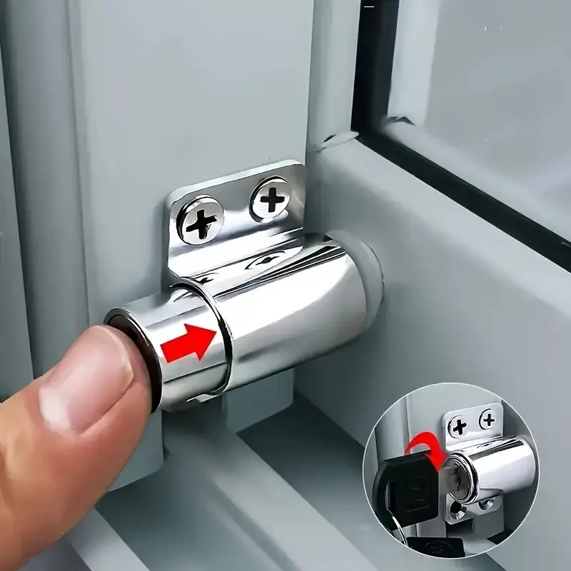 9pcs Sliding Door/Window Anti-Theft Lock Set | Anti-pry key lock with limiters for dual security (2 keys + 4 screws + 1 lock + 2 locking devices) | For sliding windows/doors | Quick installation, no drilling required | Home/office/shop security protection