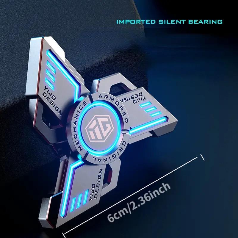 Fidget Spinner with Light, Stress Relief Rotating Toy, Laser Light Activated Luminous Fidget Toy, Metallic Finger Rotating Toys for Adults