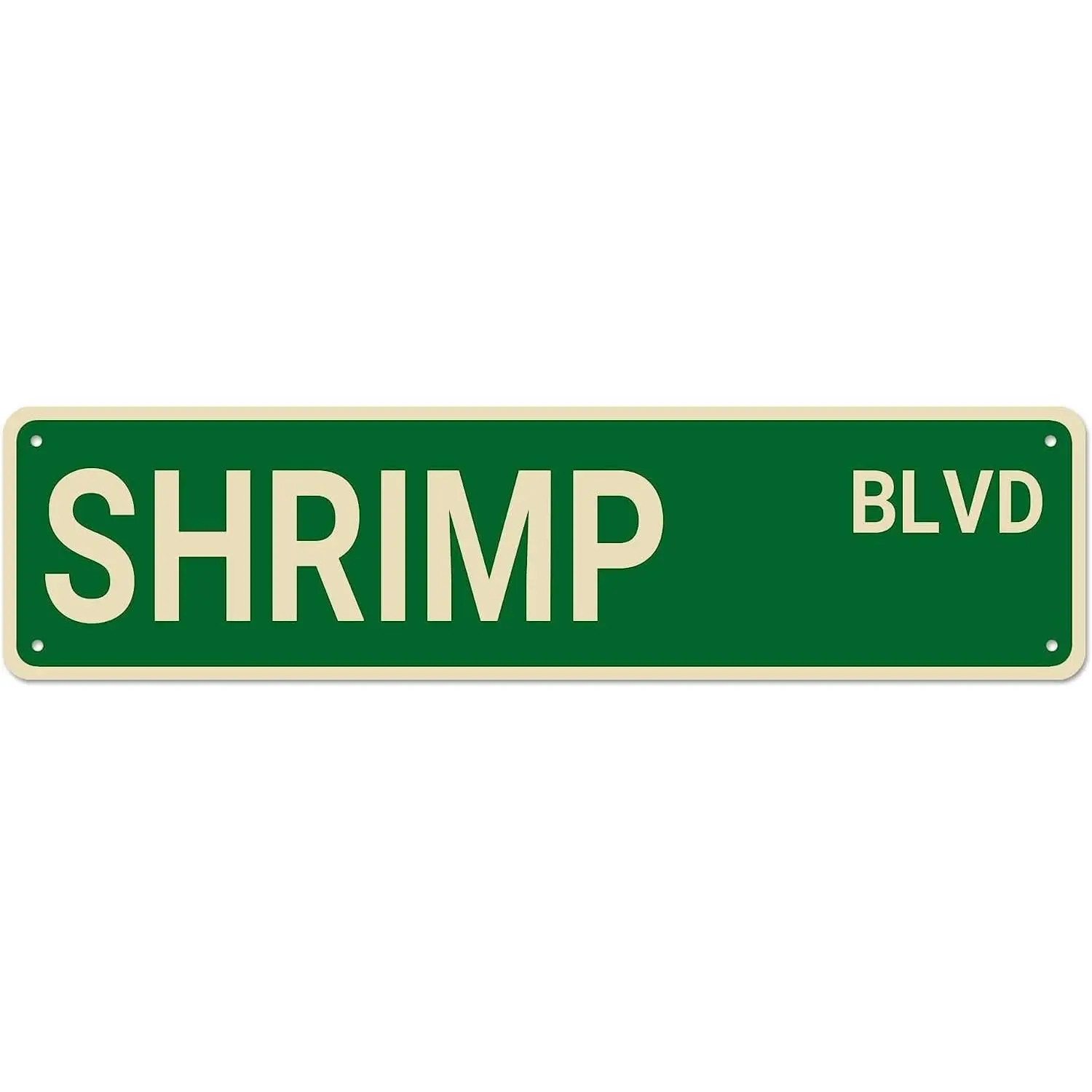 Vintage Funny Waterproof Aluminium Metal Tin Sign, 4x16 in Shrimp Blvd Retro Wall Decor for Kitchen, Bar, Home & Office Plaques & Signs, Water Proof