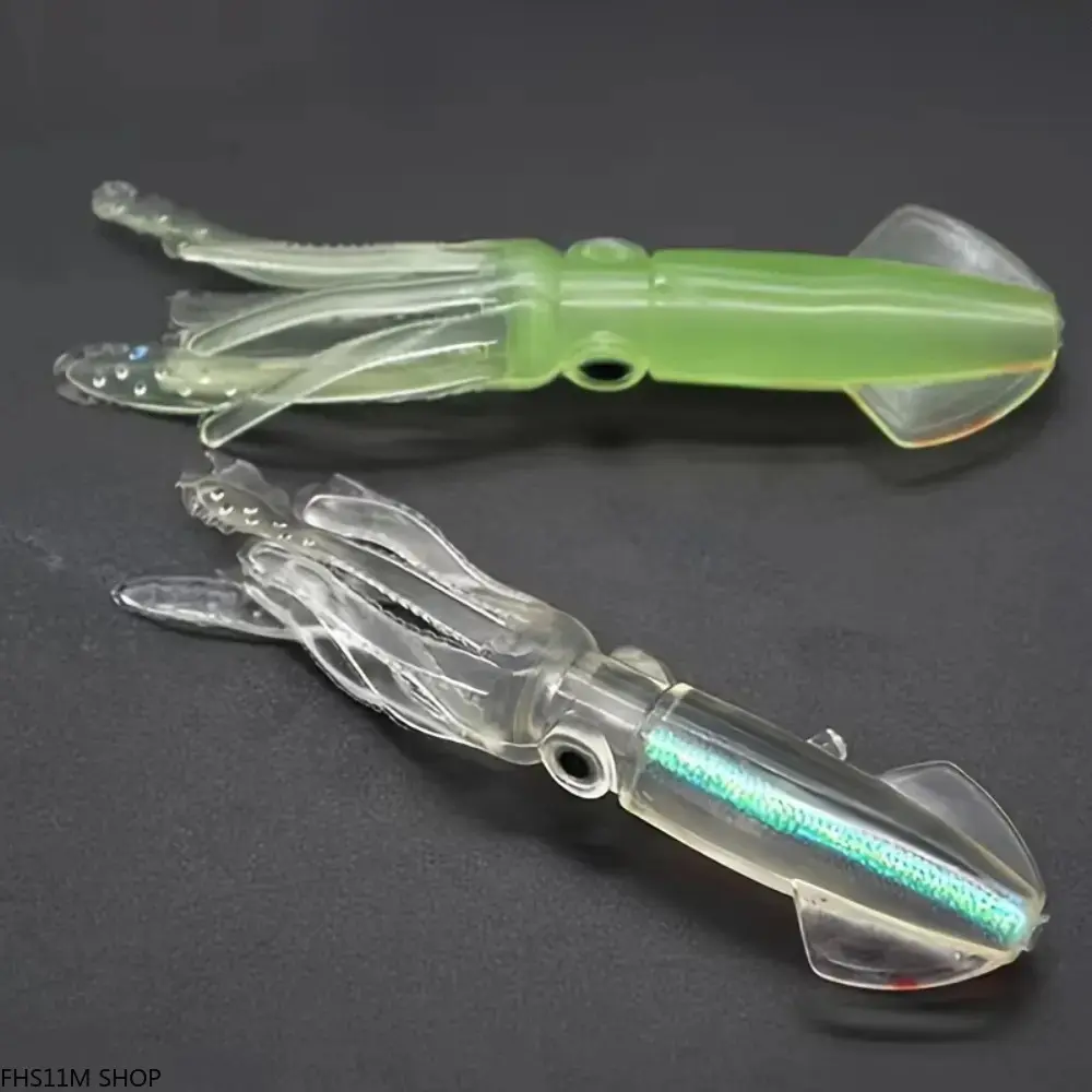 5-Piece Bionic Squid Fishing Lures, Glow-in-the-Dark Set for Saltwater Offshore Angling