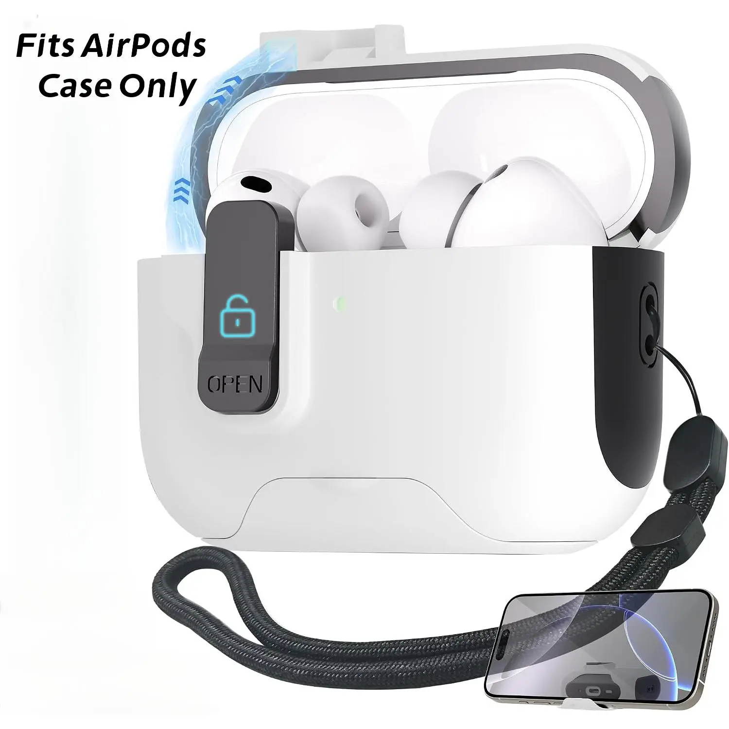 Multi-Fit 2-in-1 Phone Stand Case with Magnetic Lock Armor Shell, Shockproof Protection, Wrist Lanyard for AirPods Pro 2/3, AirPods 4 Earbuds (for Women)