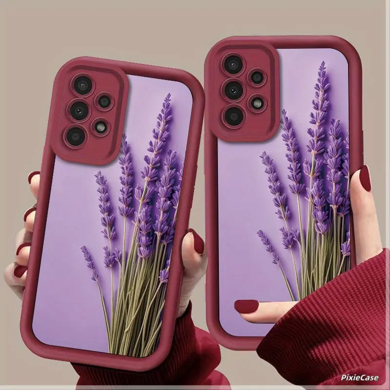 Minimalist Purple Lavender Pattern Phone Case for Various Galaxy Models Including A11, A12, A13, A14, A20S, A21S, A22, A23, A30S, A31, A32, A34, A50, A51, A52, A52S, A53, A54, A70, A71, A72, A73, S20, S21, S22, S22+, S22 Ultra, S23, S23,stylish,appearance