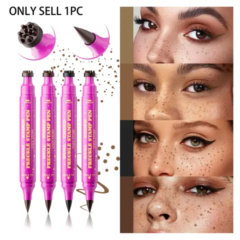 Waterproof Sweat-Resistant Temperature Tattoo Pen, Lightweight Liquid Formula for Natural Bare Makeup, Dual-Head Design, Stamp