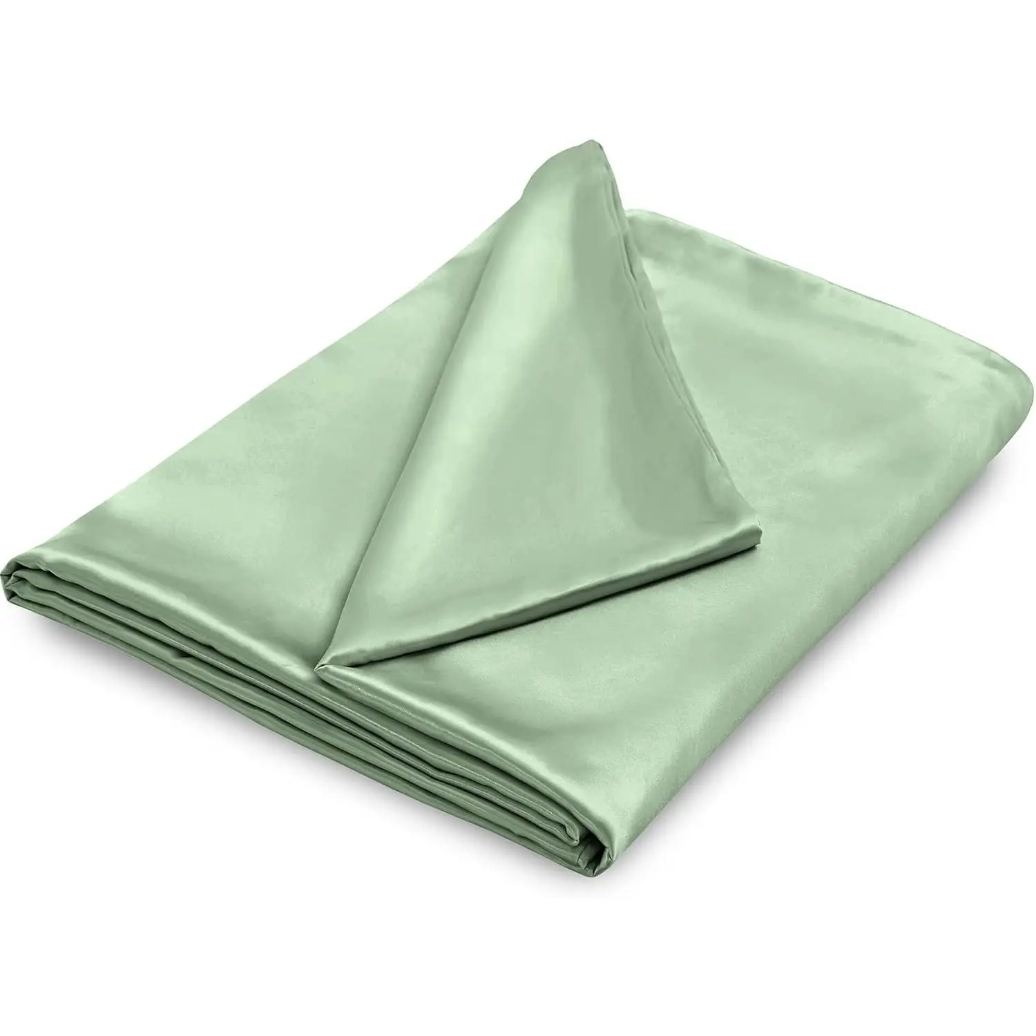 60" x 80" Satin Duvet Cover for Weighted Blanket, Luxury Silky Removable Satin Weighted Blanket Cover with 8 Ties Secure Fastening, Sage Green