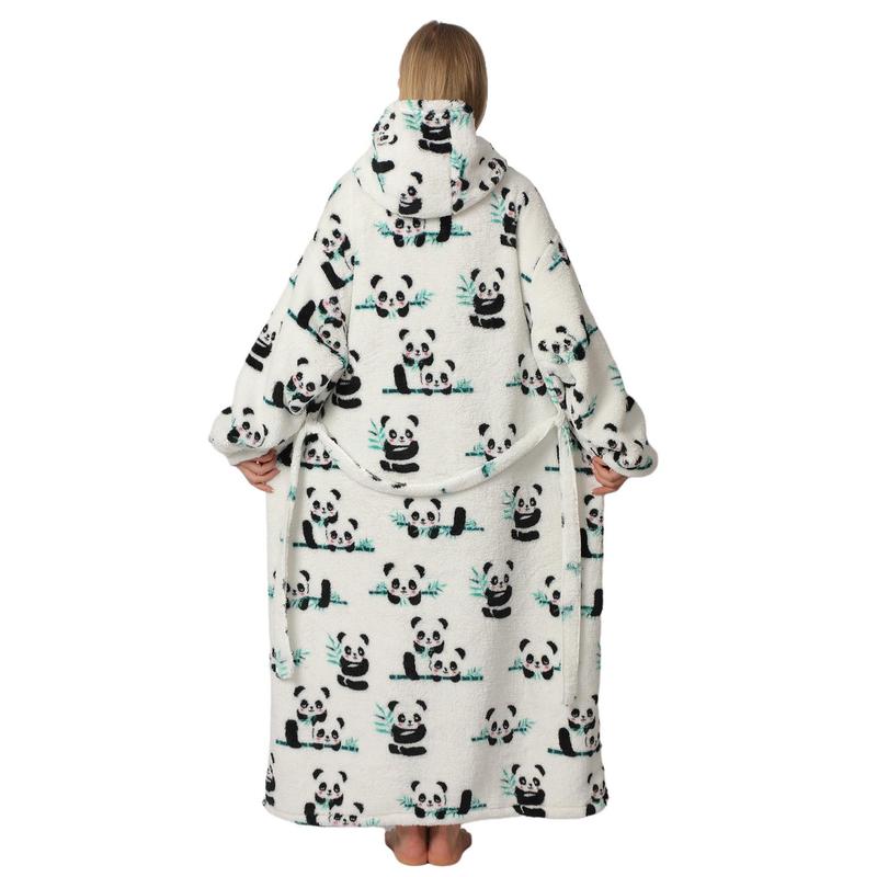 Plus Size Cute Print Hooded Blanket, 1 Count 320gsm Casual Soft Warm Oversized Hooded Wearable Blanket with Pocket, Soft Fluffy Blanket, Comfy Bedroom Gadgets, Soft Fleece Blanket, Machine Washable Blanket, Cozy Hooded Blanket, Leopard Pattern Blanket