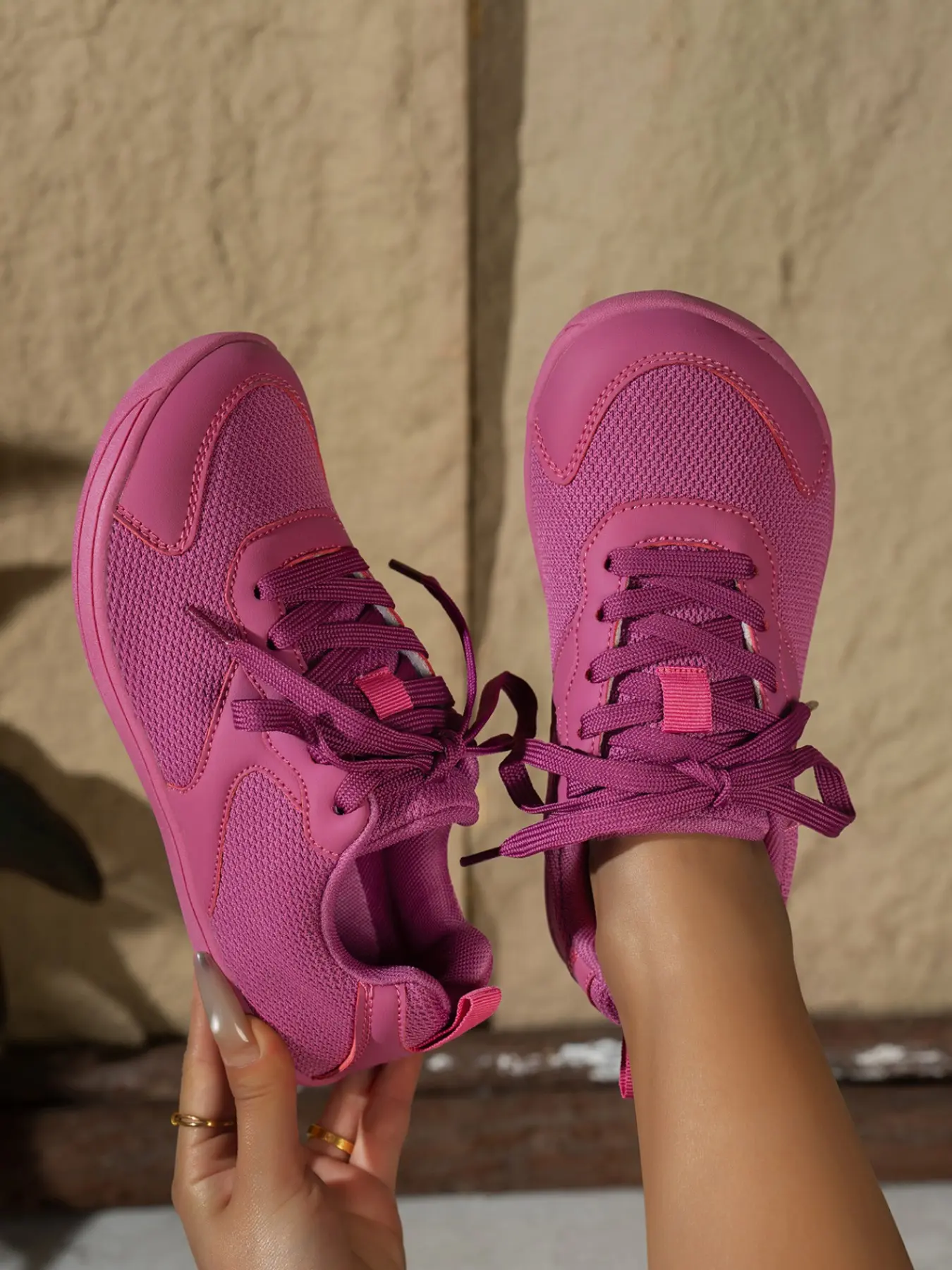 Fashion Ladies Color Block Casual Shoes, Lace Up Design, Wide Toe Box, Light Flat Sole, Breathable Fabric, Ideal for Daily Activities, Breathable Durable Shoes