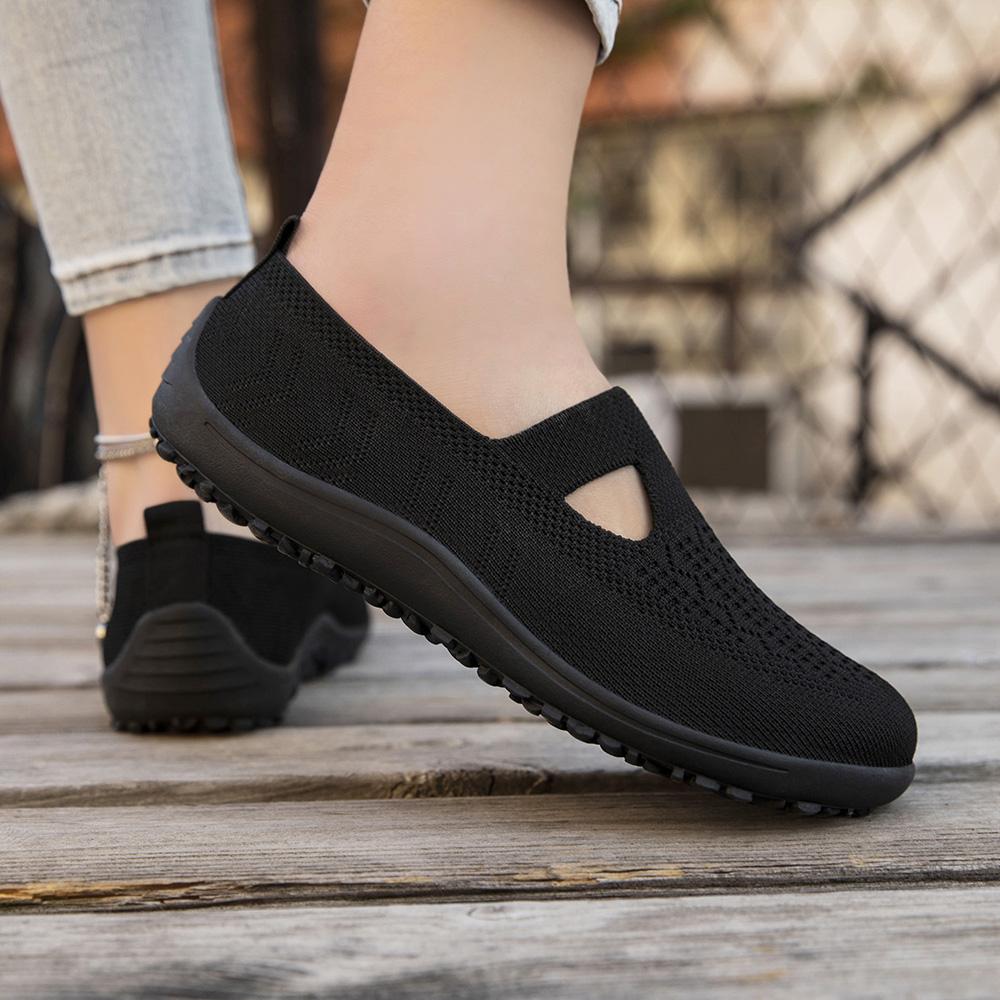Ultra Light Women's Knit Slip On Flats Featuring Wide Toe Box Barefoot Design Zero Drop Sole and Breathable Material for Healthy Natural Foot Function