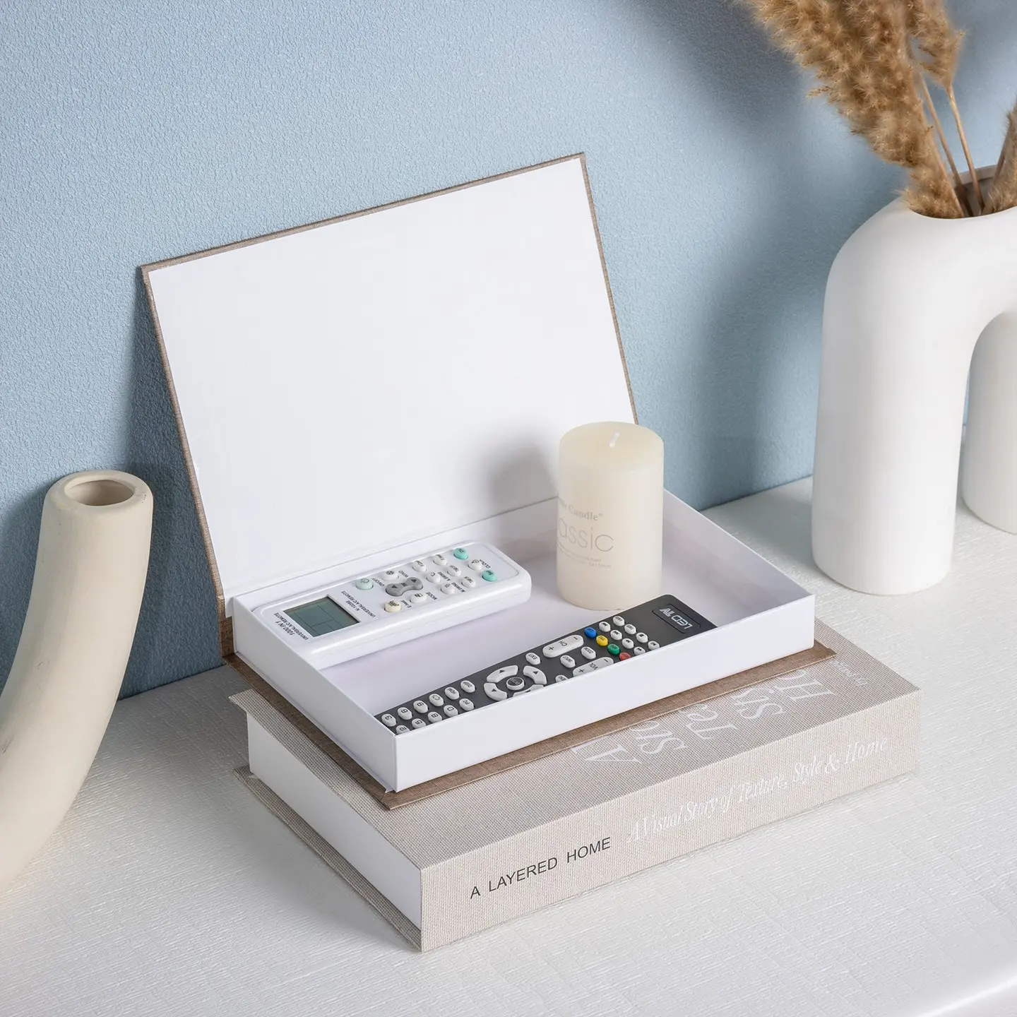 2pc Openable Storage Book Organizer, Luxury Fake Book Set Desktop Decor, Fashion Designer Replica Book Box, Holds Remote, Keys, Etc